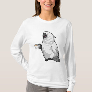 Parrot met beker koffie t-shirt