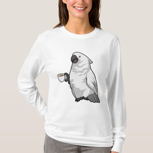 Parrot met beker koffie t-shirt (Voorkant)