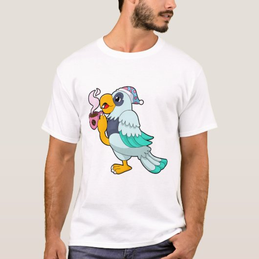 Parrot met beker koffie t-shirt (Voorkant)
