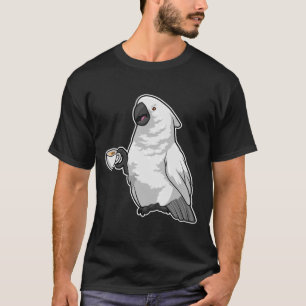 Parrot met beker koffie t-shirt