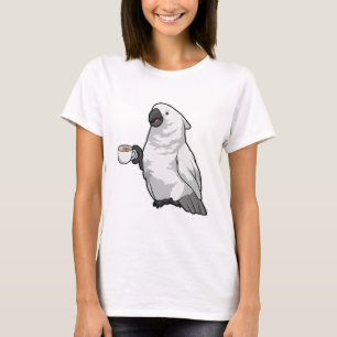 Parrot met beker koffie t-shirt