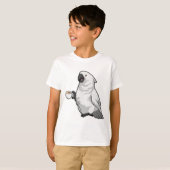 Parrot met beker koffie t-shirt (Voorkant volledig)