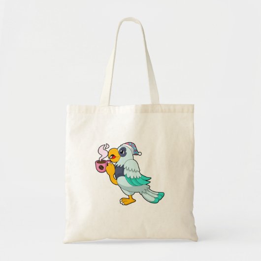 Parrot met beker koffie tote bag (Voorkant)