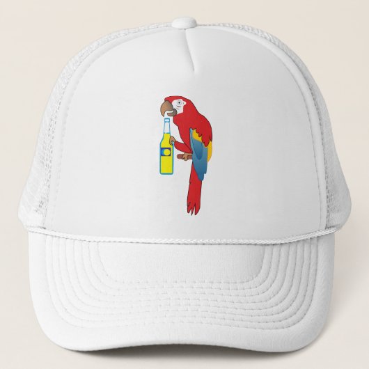Parrot met bier trucker pet (Voorkant)
