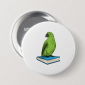 Parrot met Boek Ronde Button 7,6 Cm (Voorkant /achterkant)
