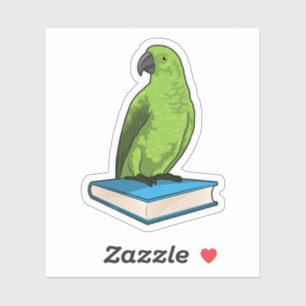 Parrot met Boek Sticker