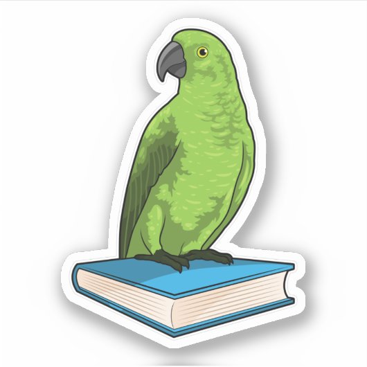 Parrot met Boek Sticker (Voorkant)