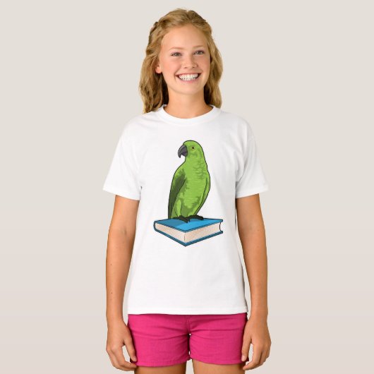 Parrot met Boek T-shirt (Voorkant volledig)