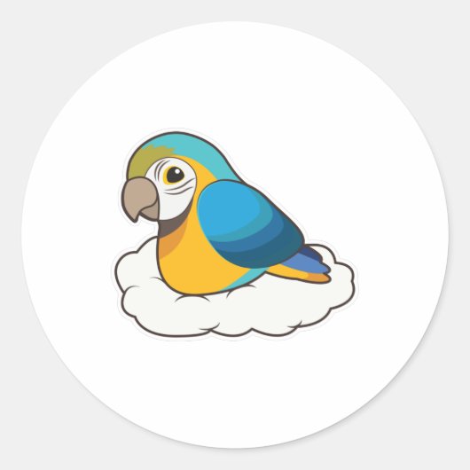 Parrot met Cloud Ronde Sticker (Voorkant)