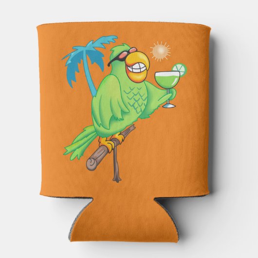 Parrot met cocktail blikjeskoeler (Achterkant)