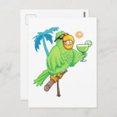 Parrot met cocktail briefkaart (Voorkant / Achterkant)