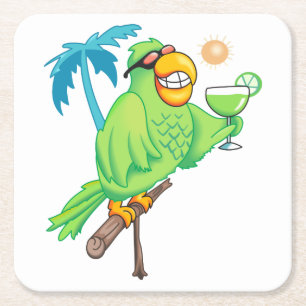 Parrot met cocktail kartonnen onderzetters