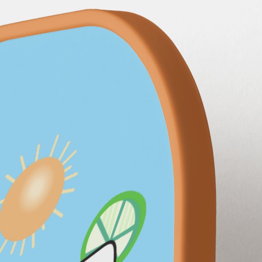 Parrot met cocktail op maat pickleball paddle (Links Detail)