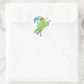 Parrot met cocktail vierkante sticker (Tas)
