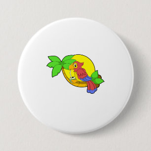 Parrot met Coconut Ronde Button 7,6 Cm