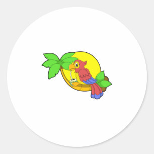 Parrot met Coconut Ronde Sticker