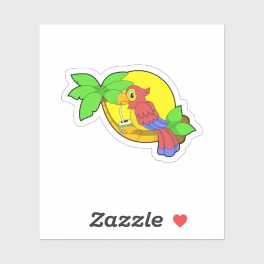Parrot met Coconut Sticker (Vel)