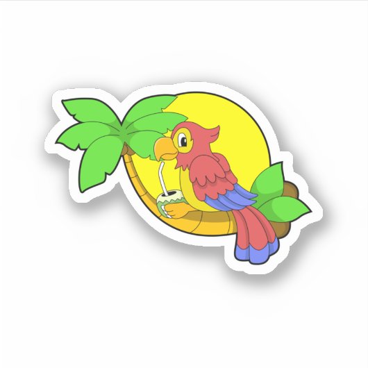 Parrot met Coconut Sticker (Voorkant)