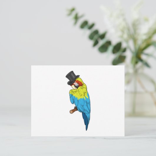 Parrot met Cylinder Briefkaart (Staand voorkant)