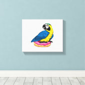 Parrot met Donut Canvas Afdruk (Insitu (Houten vloer))