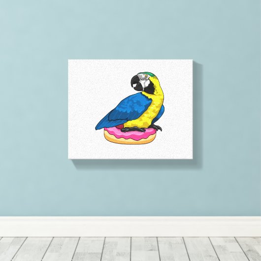 Parrot met Donut Canvas Afdruk (Insitu (Houten vloer))
