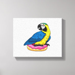 Parrot met Donut Canvas Afdruk