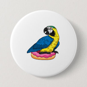 Parrot met Donut Ronde Button 7,6 Cm
