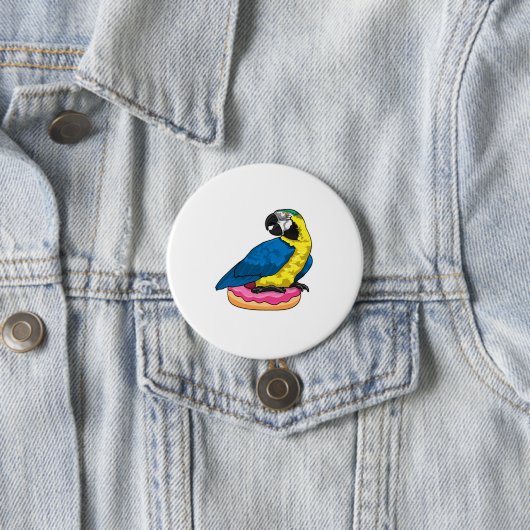 Parrot met Donut Ronde Button 7,6 Cm (In situ)