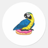 Parrot met Donut Ronde Sticker (Voorkant)
