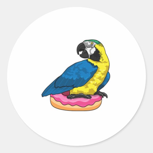 Parrot met Donut Ronde Sticker (Voorkant)