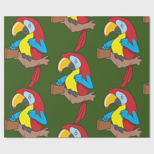 Parrot met een briefcase cadeaupapier (Vlak)