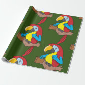 Parrot met een briefcase cadeaupapier (Uitgerold)