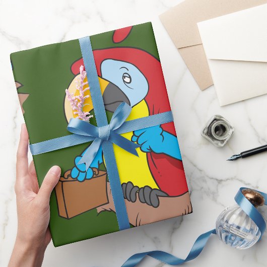 Parrot met een briefcase cadeaupapier