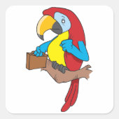 Parrot met een briefcase vierkante sticker (Voorkant)