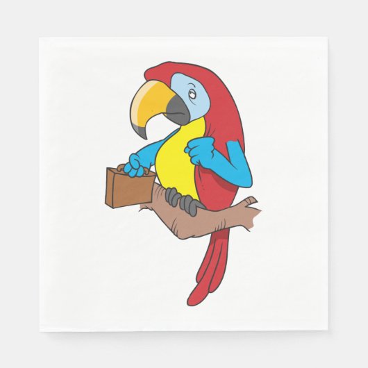 Parrot met een koffertje servetten (Voorkant)