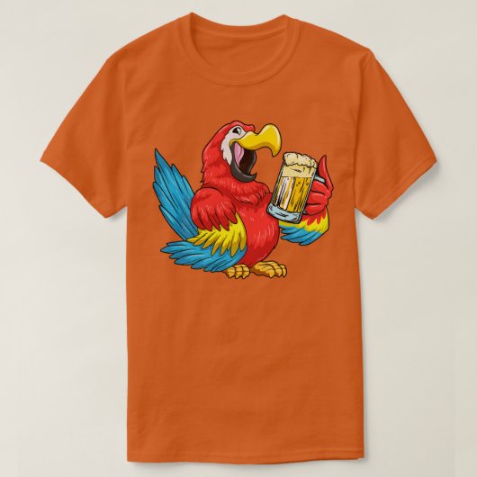 Parrot met glas bier t-shirt (Design voorkant)