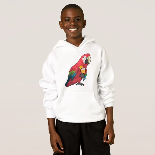 Parrot met glas Oranje sap (Voorkant volledig)