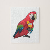Parrot met glas Oranje sap Legpuzzel (Verticaal)