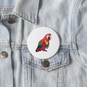 Parrot met glas Oranje sap Ronde Button 7,6 Cm (In situ)