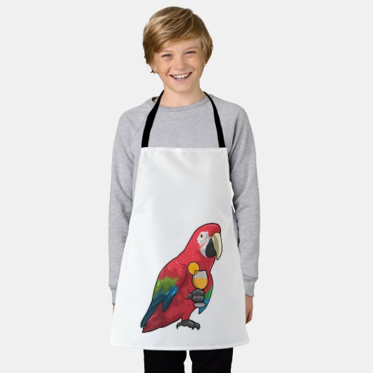 Parrot met glas Oranje sap Schort (Gedragen)