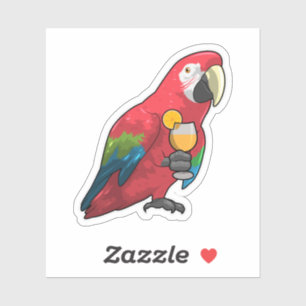Parrot met glas Oranje sap Sticker
