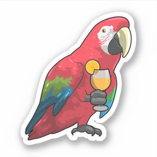 Parrot met glas Oranje sap Sticker (Voorkant)