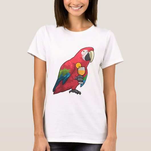 Parrot met glas Oranje sap T-shirt (Voorkant)