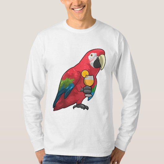 Parrot met glas Oranje sap T-shirt (Voorkant)