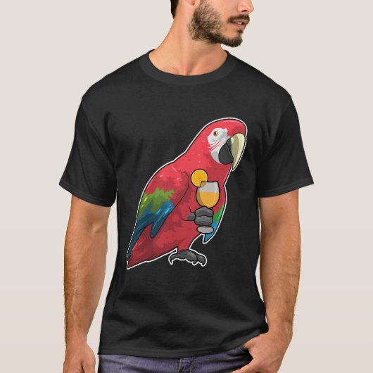 Parrot met glas Oranje sap T-shirt (Voorkant)