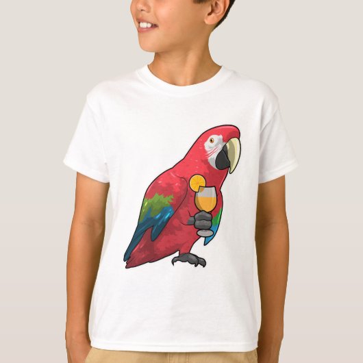 Parrot met glas Oranje sap T-shirt (Voorkant)