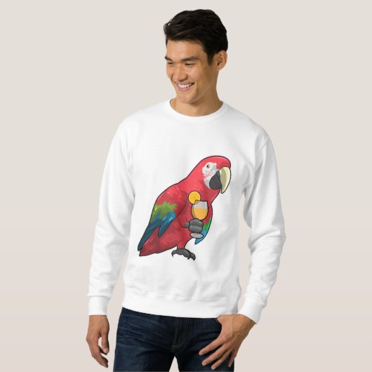Parrot met glas Oranje sap Trui (Voorkant volledig)