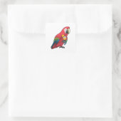 Parrot met glas Oranje sap Vierkante Sticker (Tas)