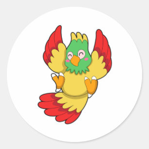 Parrot met groene kop ronde sticker