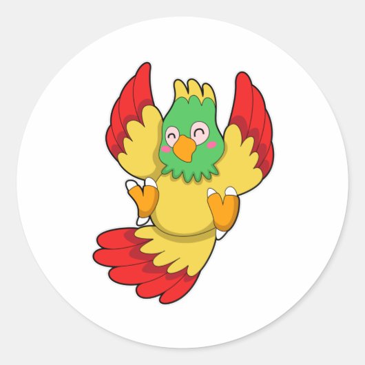 Parrot met groene kop ronde sticker (Voorkant)